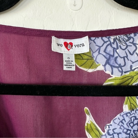 We Love Vera Silk Cotton Blend Floral Hydrangea Puckered Scalloped Hem Blouse - Picture 4 of 11